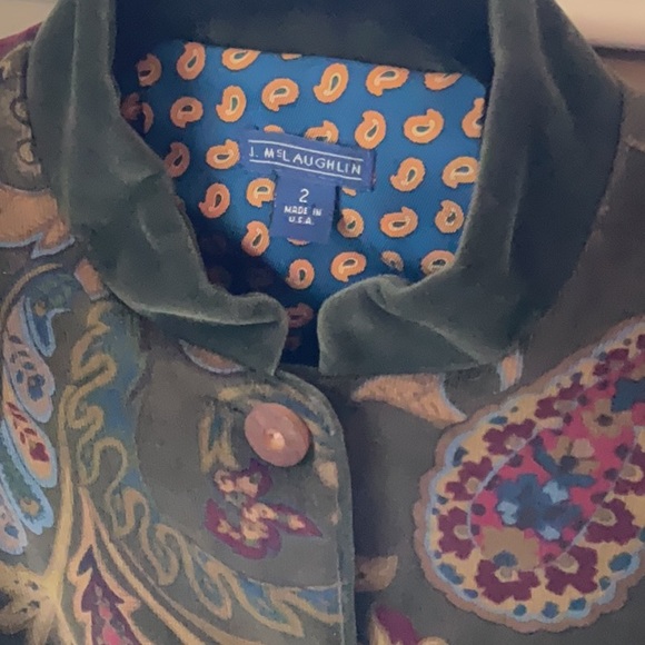 J. McLaughlin Olive Paisley Corduroy Jacket - Picture 3 of 12